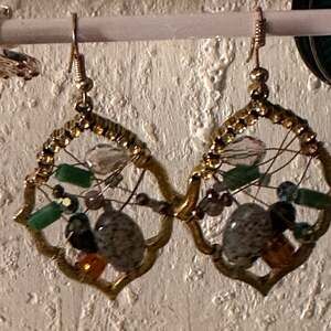 Vintage DARO 14K ITALY Amber Glass Stone Dangle Earrings